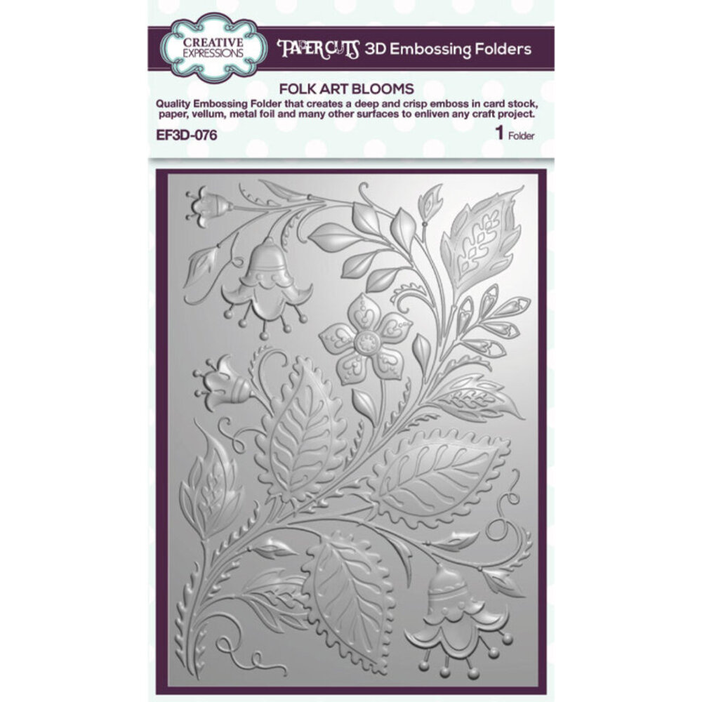Creative Expressions Folk Art Blooms 3D Embossing Folder (EF3D-076)