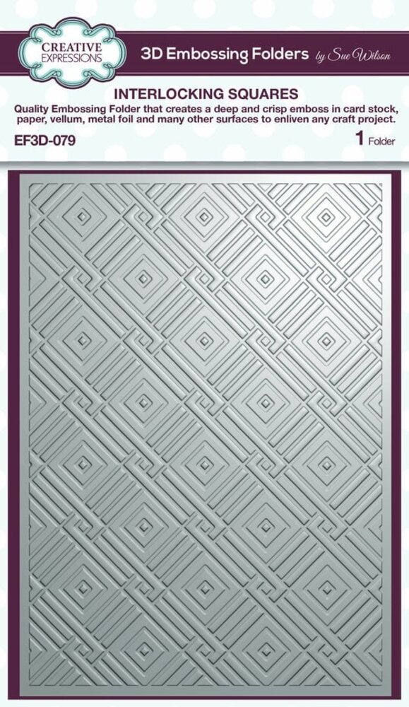 Creative Expressions Interlocking Squares 3D Embossing Folder (EF3D-079)