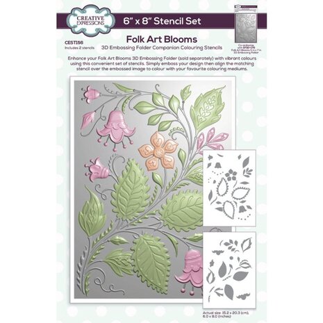Creative Expressions Companion Colouring Stencil Folk Art Blooms (CEST156) Creative Expressions Companion Colouring Stencil Folk Art Blooms (CEST156)