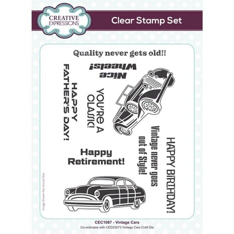 Creative Expressions Clear Stamp A5 Vintage Cars (CEC1087) Creative Expressions Clear Stamp A5 Vintage Cars (CEC1087)