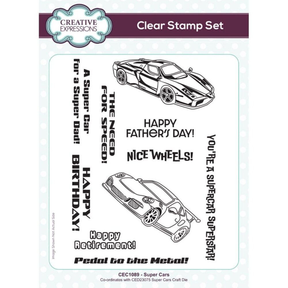 Creative Expressions Clear Stamp A5 Super Cars (CEC1089) Creative Expressions Clear Stamp A5 Super Cars (CEC1089)