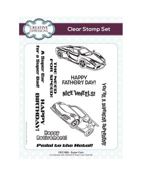 Creative Expressions Clear Stamp A5 Super Cars (CEC1089) Creative Expressions Clear Stamp A5 Super Cars (CEC1089)
