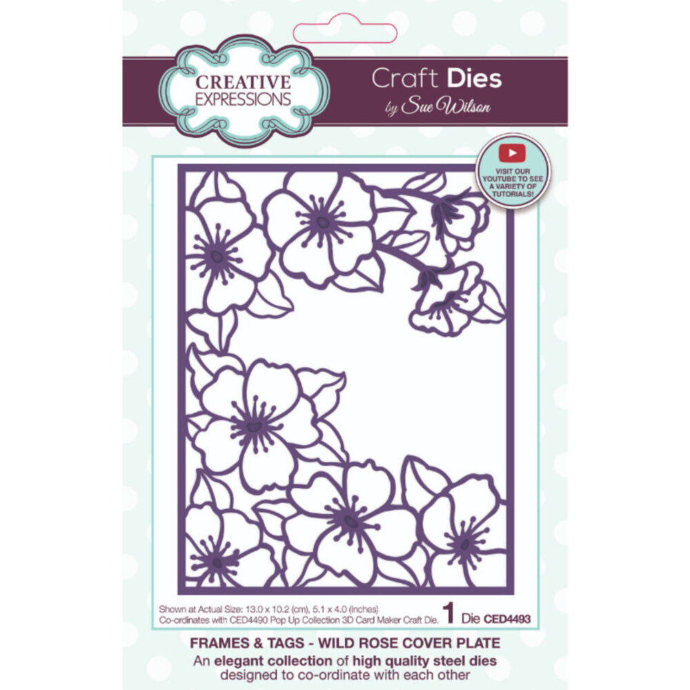 Creative Expressions Sue Wilson Craft Die Frames & Tags Wild Rose Cover Plate (CED4493)