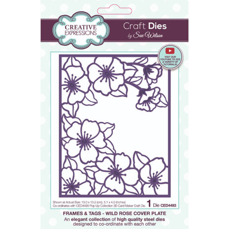 Creative Expressions Sue Wilson Craft Die Frames & Tags Wild Rose Cover Plate (CED4493)