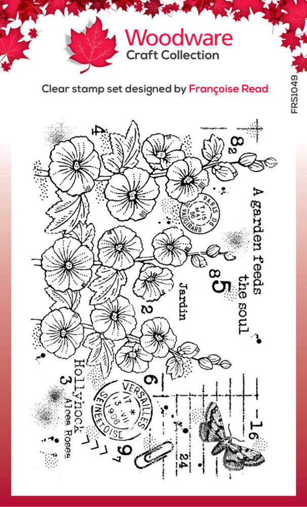 Woodware Hollyhocks Clear Stamps (FRS1049) Woodware Hollyhocks Clear Stamps (FRS1049)