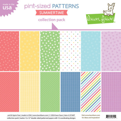 Lawn Fawn Pint-sized Patterns Summertime 12x12 Inch Collection Pack (LF3407)