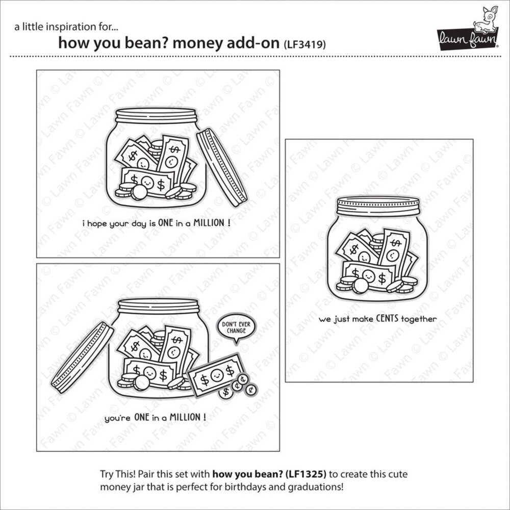 Lawn Fawn How You Bean? Money Add-on Clear Stamps (LF3419)