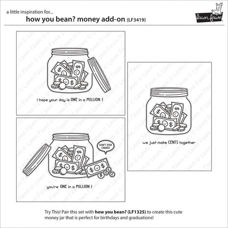 Lawn Fawn How You Bean? Money Add-on Clear Stamps (LF3419)