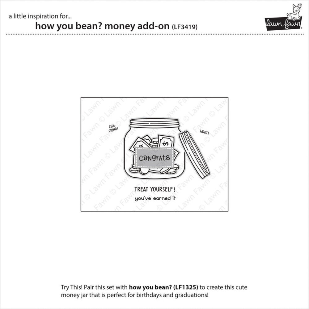Lawn Fawn How You Bean? Money Add-on Clear Stamps (LF3419)
