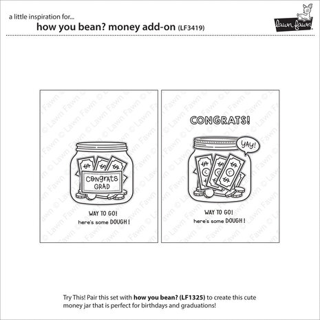 Lawn Fawn How You Bean? Money Add-on Clear Stamps (LF3419)
