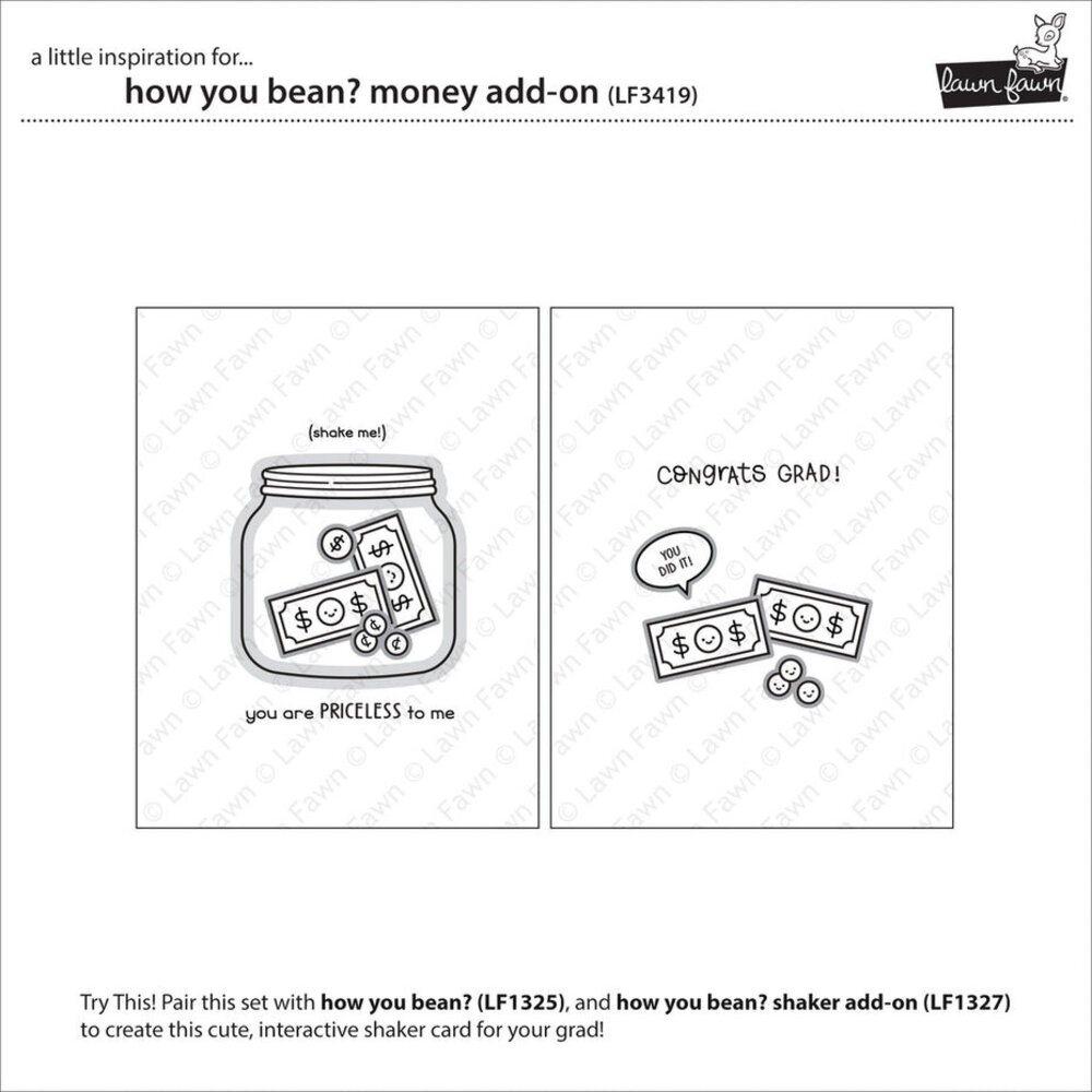 Lawn Fawn How You Bean? Money Add-on Clear Stamps (LF3419)