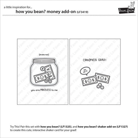 Lawn Fawn How You Bean? Money Add-on Clear Stamps (LF3419)