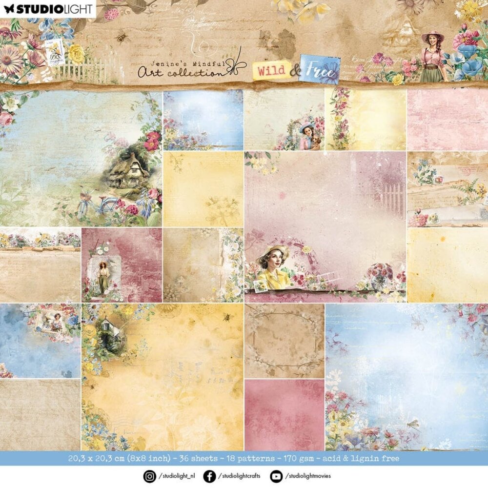 Studio Light Wild & Free 8x8 Inch Background Paper Pad (JMA-WAF-DPP183)