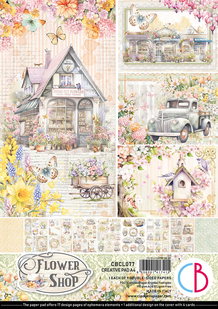 Ciao Bella Papercrafting Flower Shop A4 Creative Pad (CBCL077)
