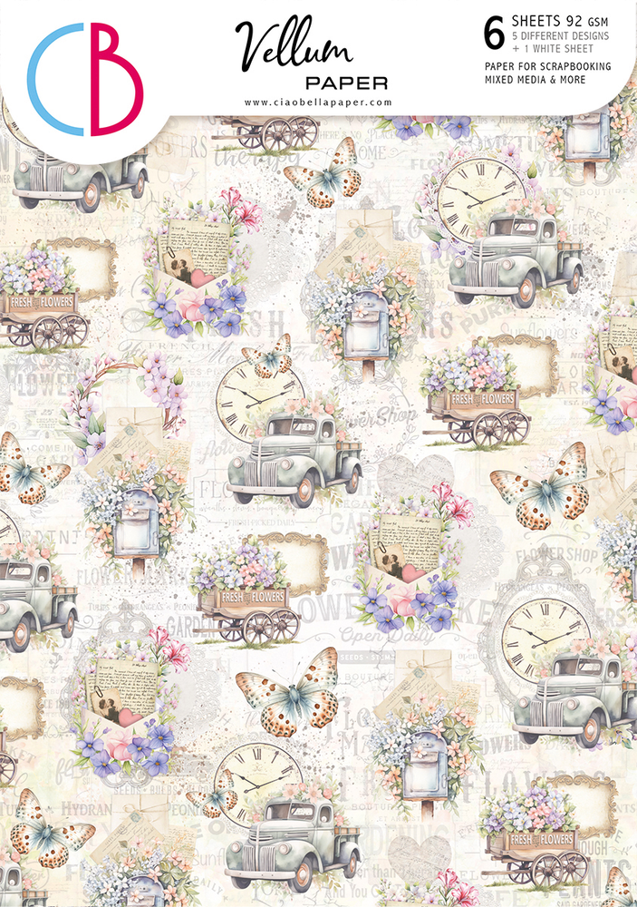 Ciao Bella Papercrafting Flower Shop 6x6 Inch Vellum Paper (CBVQ016)