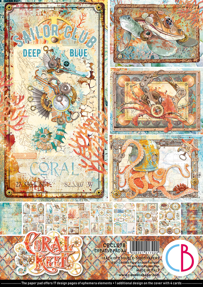 Ciao Bella Papercrafting Coral Reef A4 Creative Pad (CBCL078) Ciao Bella Papercrafting Coral Reef A4 Creative Pad (CBCL078)