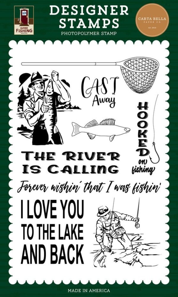 Carta Bella Gone Fishing Hooked On Fishing Clear Stamps (CBGF374041) Carta Bella Gone Fishing Hooked On Fishing Clear Stamps (CBGF374041)