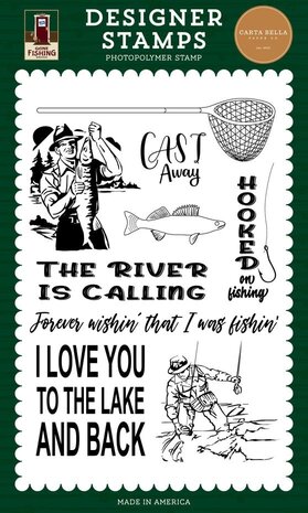 Carta Bella Gone Fishing Hooked On Fishing Clear Stamps (CBGF374041) Carta Bella Gone Fishing Hooked On Fishing Clear Stamps (CBGF374041)