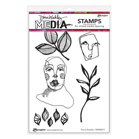 Dina Wakley MEdia Phone Doodles Cling Stamps (MDR83214) Dina Wakley MEdia Phone Doodles Cling Stamps (MDR83214)