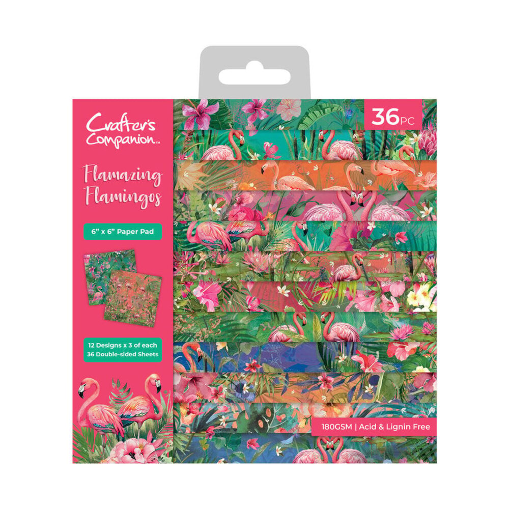 Crafter's Companion Flamazing Flamingos 6x6 Inch Paper Pad (FLFL-PAD6) Crafter's Companion Flamazing Flamingos 6x6 Inch Paper Pad (FLFL-PAD6)