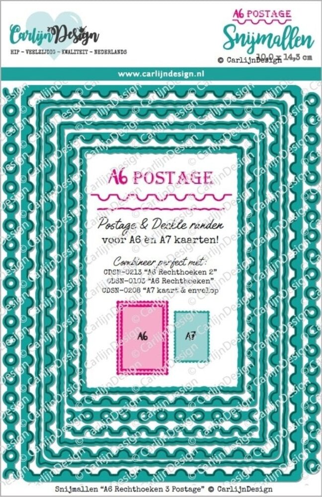 Carlijn Design Snijmallen A6 Rechthoeken 3 Postage (CDSN-0256)