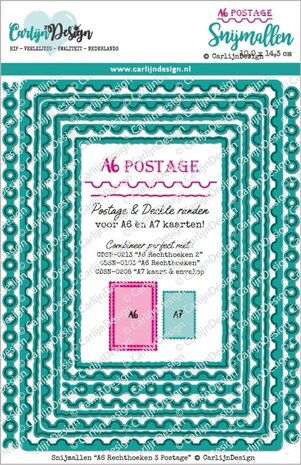 Carlijn Design Snijmallen A6 Rechthoeken 3 Postage (CDSN-0256)
