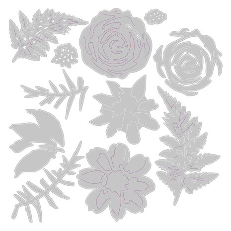 Sizzix Thinlits Die Set Flowers & Fern (666672) Sizzix Thinlits Die Set Flowers & Fern (666672)
