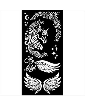 Stamperia Wonderland Thick Stencil 12x25cm Unicorn (KSTDL95)*