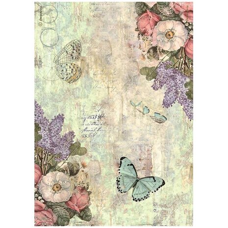 Stamperia Wonderland A4 Rice Paper Flowers and Butterflies (DFSA4931)