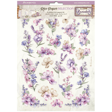 Stamperia Lavender Rice Paper Selection A4 (DFSA4XLV)