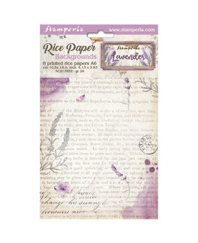 Stamperia Lavender A6 Rice Paper Backgrounds (DFSAK6024) Stamperia Lavender A6 Rice Paper Backgrounds (DFSAK6024)