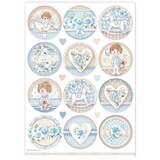 Stamperia Best Sellers Collection A4 Rice Paper Baby Boy Rounds (DFSA4906)*