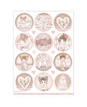 Stamperia Best Sellers Collection A4 Rice Paper Baby Girl Rounds (DFSA4905)*