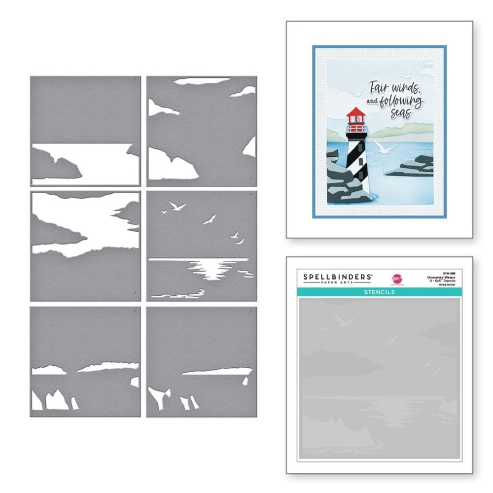 Spellbinders Fair Winds Uncharted Waters Stencils (STN-088) Spellbinders Fair Winds Uncharted Waters Stencils (STN-088)