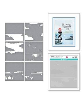 Spellbinders Fair Winds Uncharted Waters Stencils (STN-088) Spellbinders Fair Winds Uncharted Waters Stencils (STN-088)