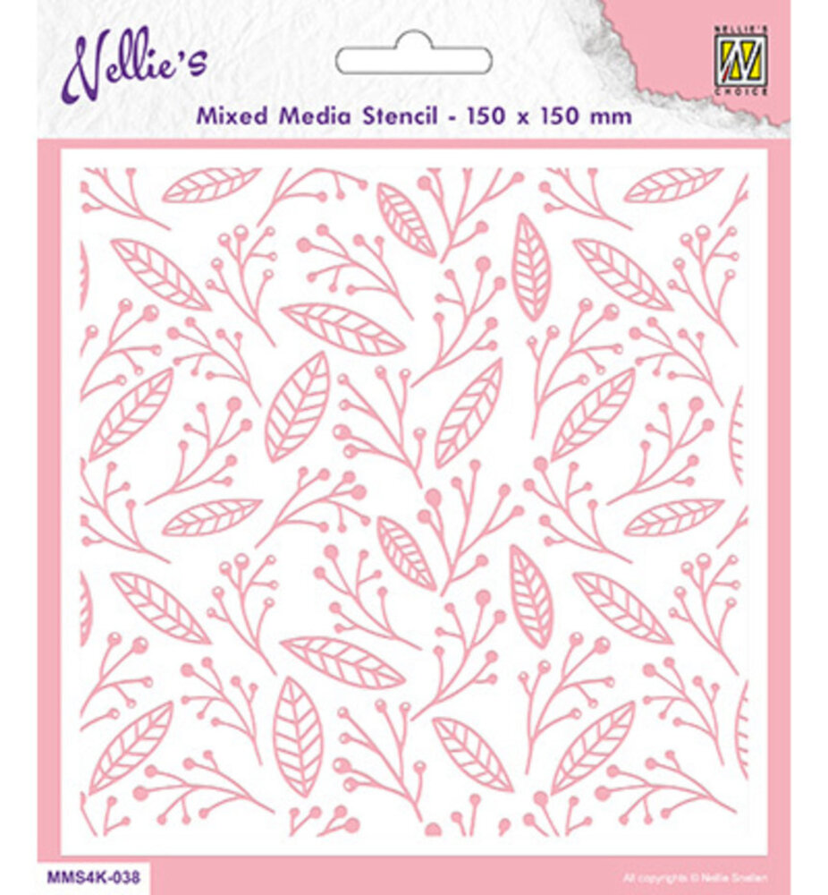 Nellie Snellen Leaves & Berries Masking Stencil (MMS4K-038) Nellie Snellen Leaves & Berries Masking Stencil (MMS4K-038)