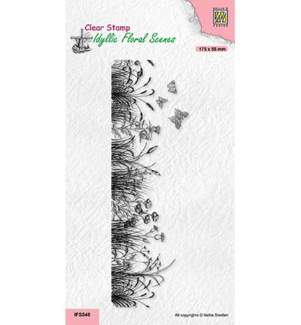 Nellie Snellen Clear Stamp Slimline Meadow with Butterflies (IFS048) Nellie Snellen Clear Stamp Slimline Meadow with Butterflies (IFS048)