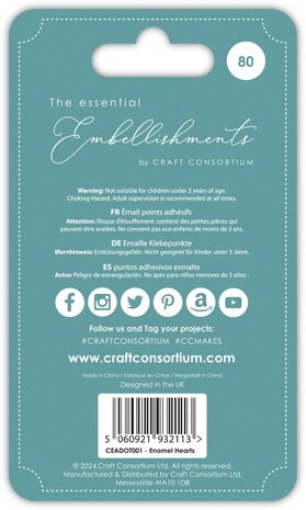 Craft Consortium The Essential Adhesive Enamel Hearts (CEADOT001) Craft Consortium The Essential Adhesive Enamel Hearts (CEADOT001)