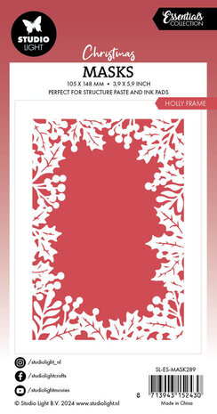 Studio Light Christmas Essentials Holly Frame Masking Stencil (SL-ES-MASK289)