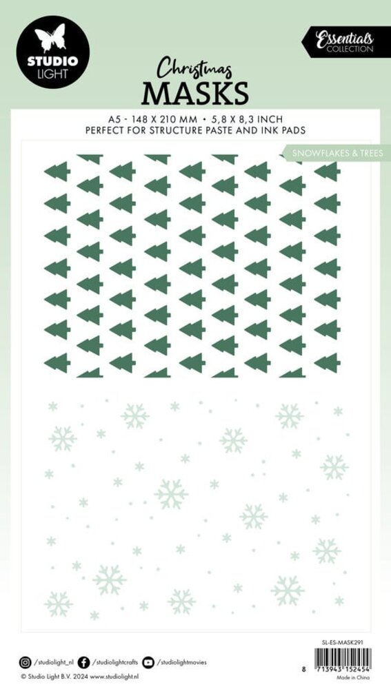 Studio Light Christmas Essentials Snowflakes & Trees Masking Stencil (SL-ES-MASK291) Studio Light Christmas Essentials Snowflakes & Trees Masking Stencil (SL-ES-MASK291)