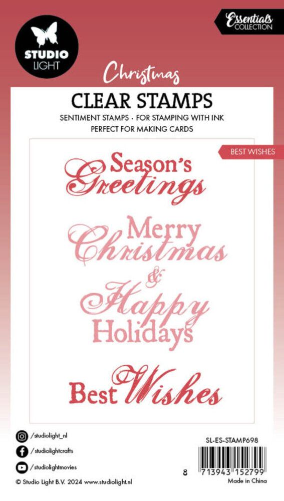 Studio Light Christmas Essentials Clear Stamps Best Wishes (SL-ES-STAMP698) Studio Light Christmas Essentials Clear Stamps Best Wishes (SL-ES-STAMP698)