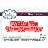 Creative Expressions Sue Wilson Craft Die Festive Shadowed Sentiments Wishing You Peace Love & Joy (CEDSS054)