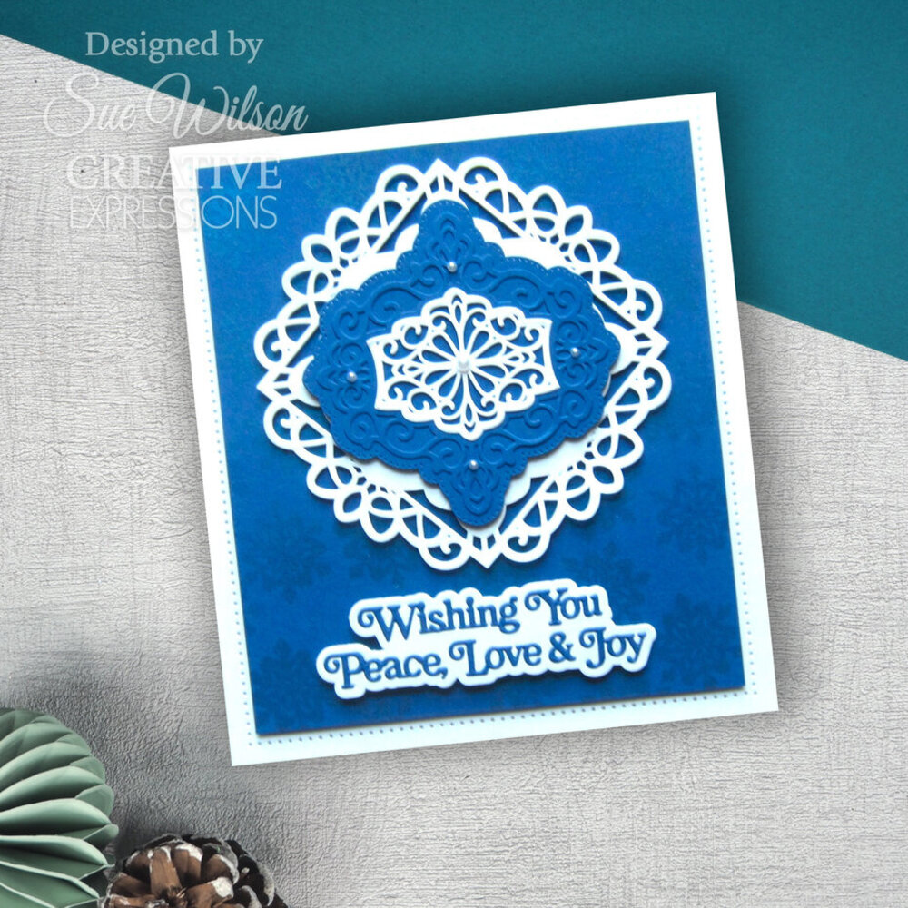 Creative Expressions Sue Wilson Craft Die Festive Shadowed Sentiments Wishing You Peace Love & Joy (CEDSS054)