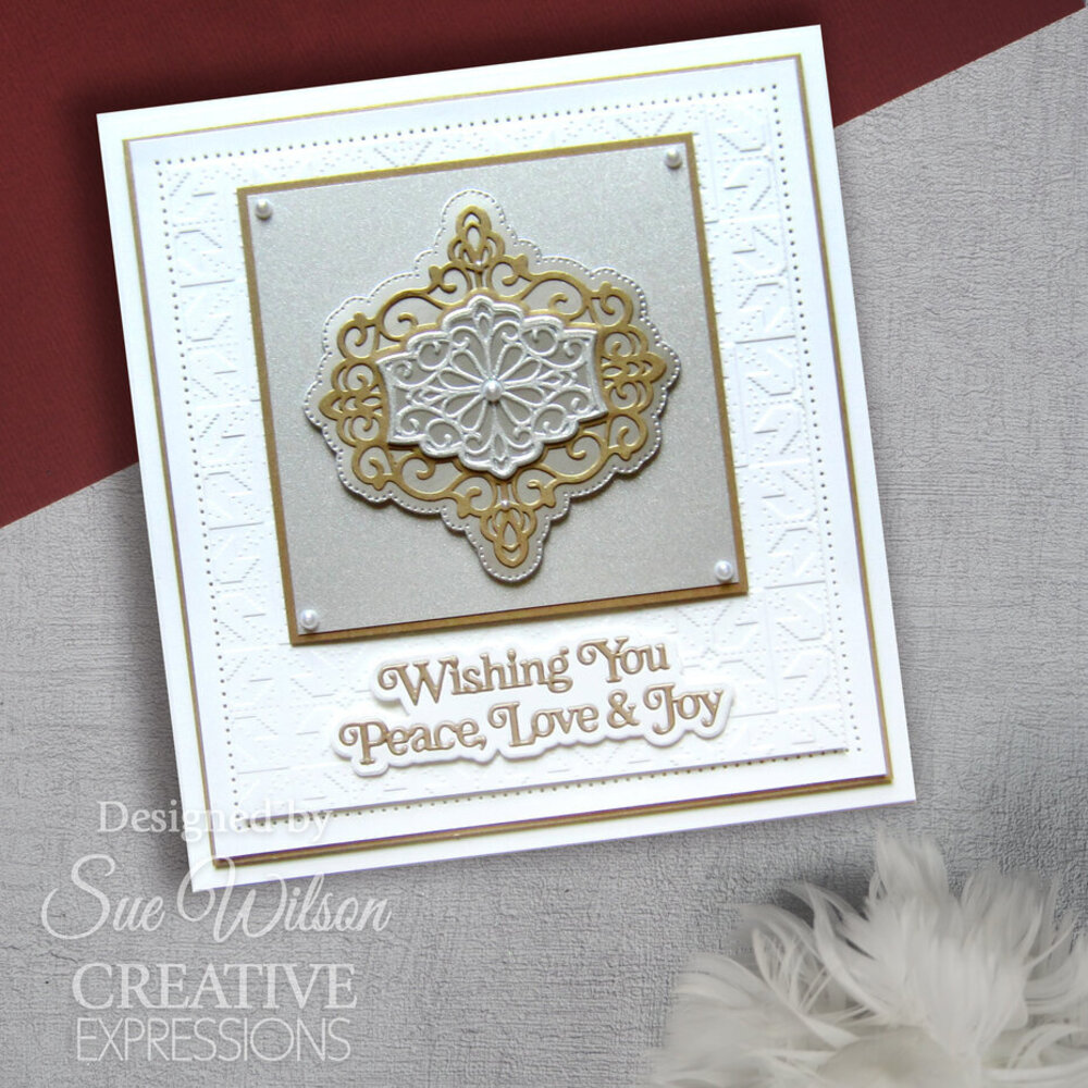 Creative Expressions Sue Wilson Craft Die Festive Shadowed Sentiments Wishing You Peace Love & Joy (CEDSS054)