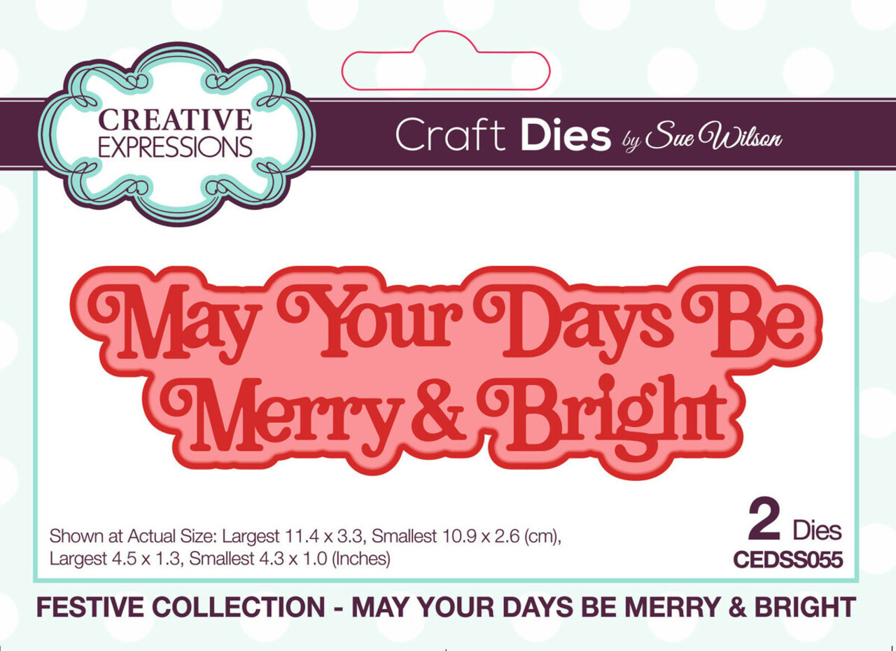 Creative Expressions Sue Wilson Craft Die Festive Shadowed Sentiments May Your Day Be Merry & Bright (CEDSS055)