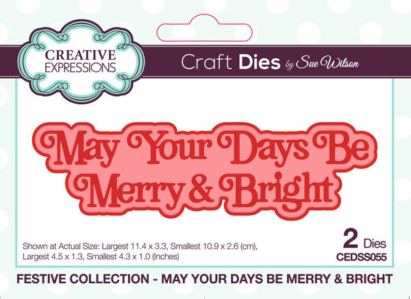 Creative Expressions Sue Wilson Craft Die Festive Shadowed Sentiments May Your Day Be Merry & Bright (CEDSS055)