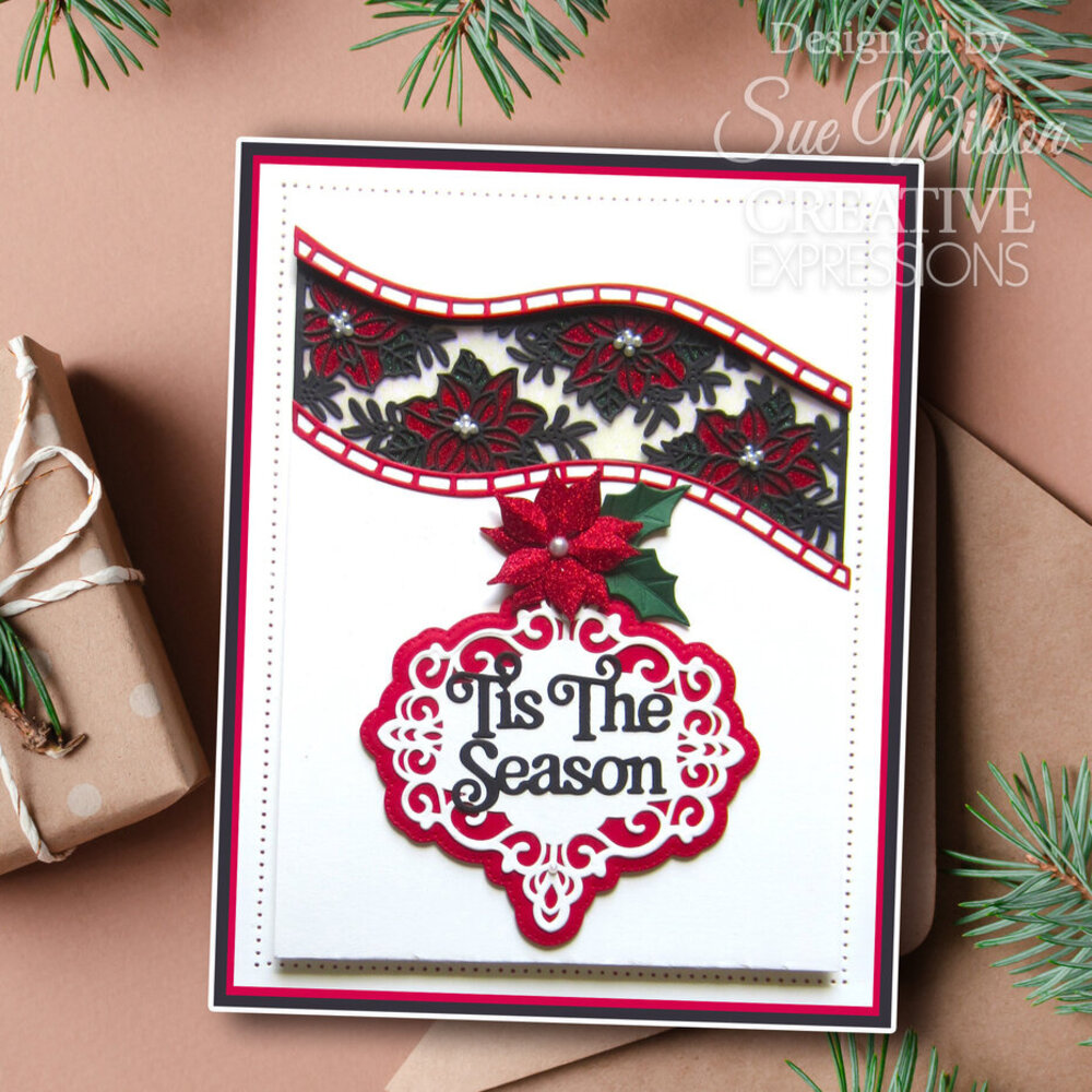 Creative Expressions Sue Wilson Craft Die Festive Poinsettia Ribbon Wave (CED3282) Creative Expressions Sue Wilson Craft Die Festive Poinsettia Ribbon Wave (CED3282)