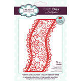 Creative Expressions Sue Wilson Craft Die Festive Holly Ribbon Wave (CED3283)
