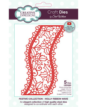 Creative Expressions Sue Wilson Craft Die Festive Holly Ribbon Wave (CED3283) Creative Expressions Sue Wilson Craft Die Festive Holly Ribbon Wave (CED3283)