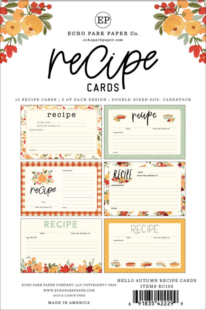 Echo Park Hello Autumn Recipe Cards (RC103) Echo Park Hello Autumn Recipe Cards (RC103)